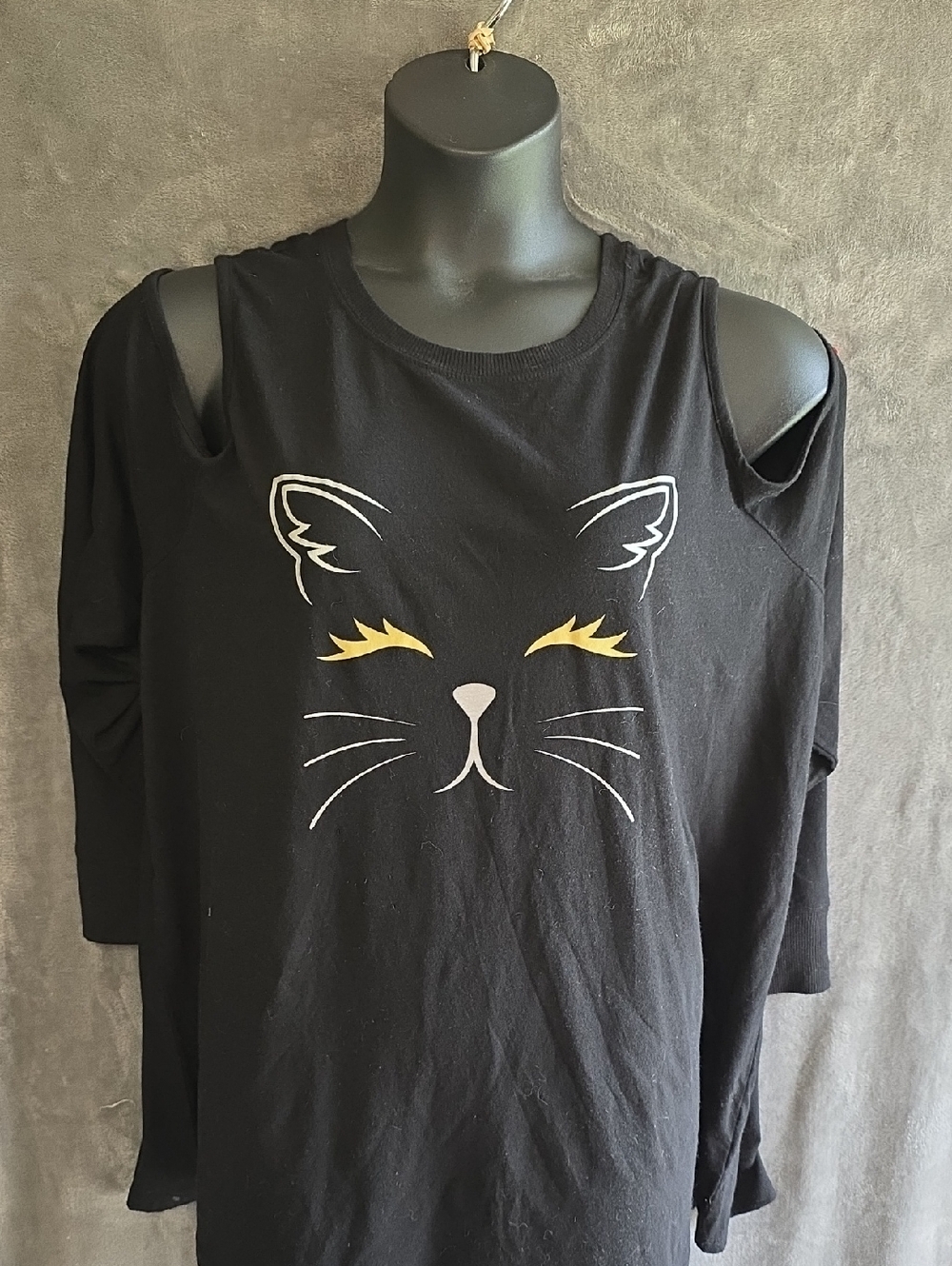 torrid Black Open Sholder Black Long Sleeve Top